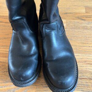 Carolina Black Leather Round Toe Motorcycle Boots Size 8